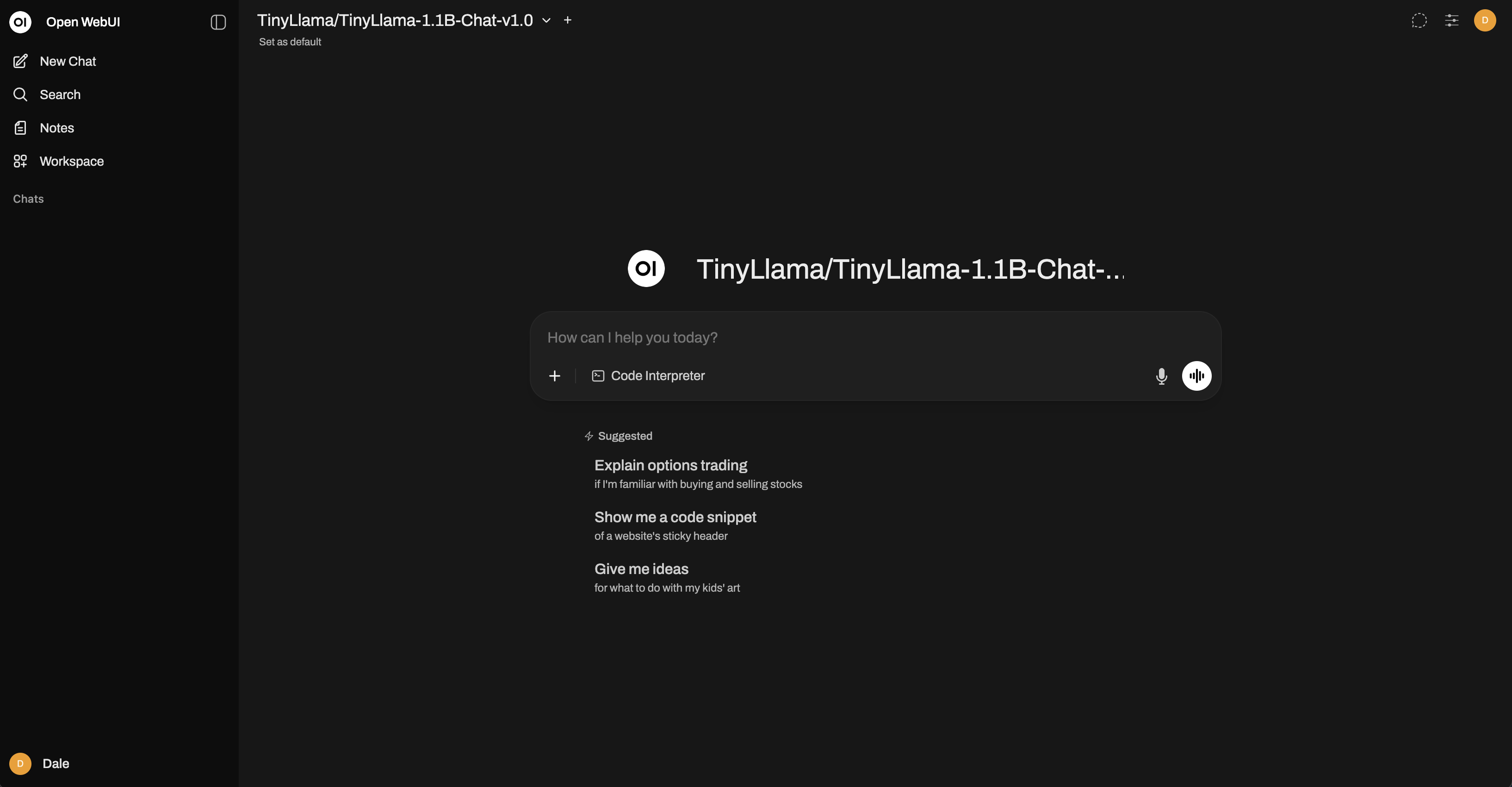 Open-webui page